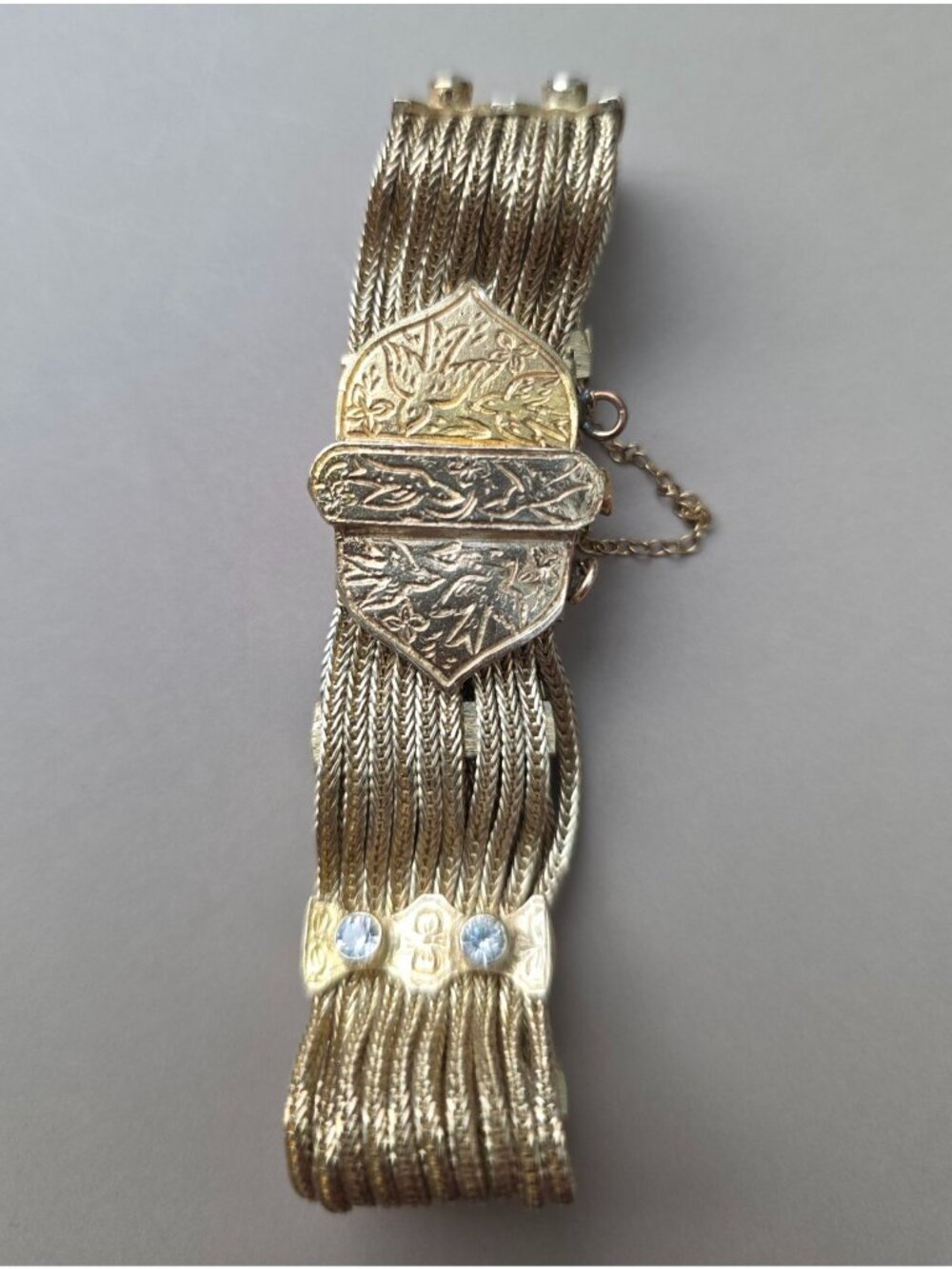 Vtg ANATOLI Gold Plated 925 Sterling Silver Multi-Strand Art Nouveau 7" Bracelet - Picture 2 of 5